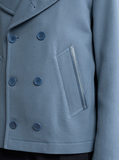 COTTON PEA COAT WITH LEATHER DETAIL