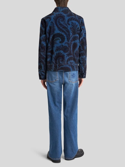 VELVET BOMBER JACKET WITH PRINT