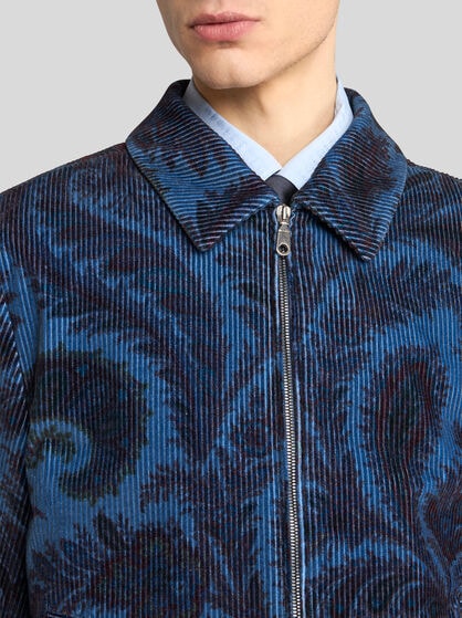 VELVET BOMBER JACKET WITH PRINT