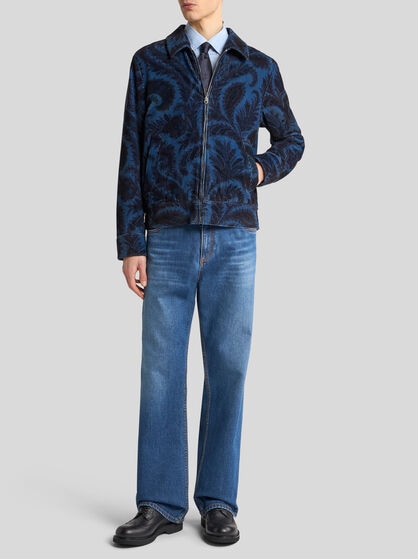 VELVET BOMBER JACKET WITH PRINT