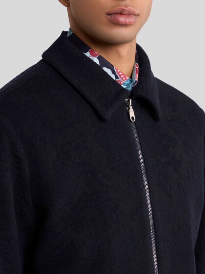 WOOL JACQUARD BLOUSON JACKET