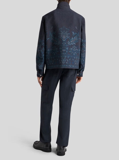WOOL-BLEND JACQUARD JACKET WITH STAND-UP COLLAR