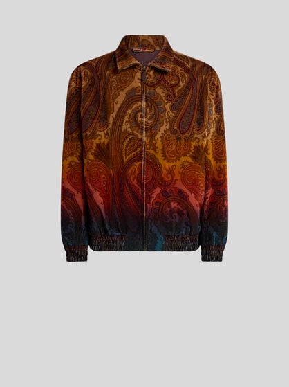 COTTON CORDUROY JACKET WITH PLACED DEGRAD&Eacute; PAISLEY PRINT