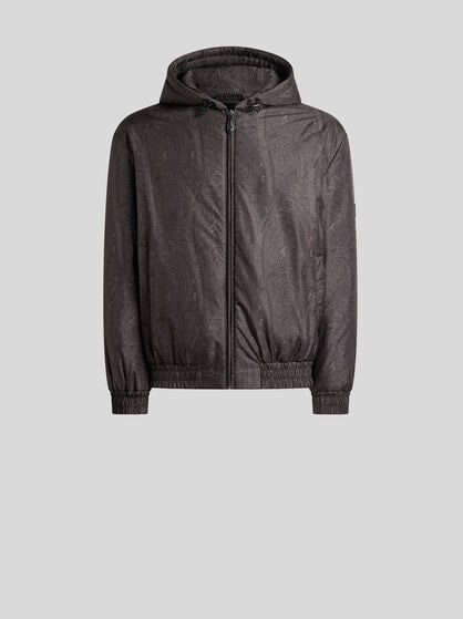 PADDED BOMBER JACKET WITH HOOD AND ARNICA MOTIF