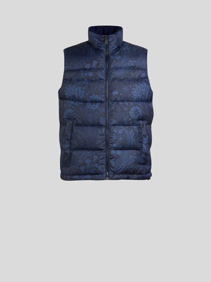 PADDED WAISTCOAT WITH FLORAL PAISLEY MOTIF