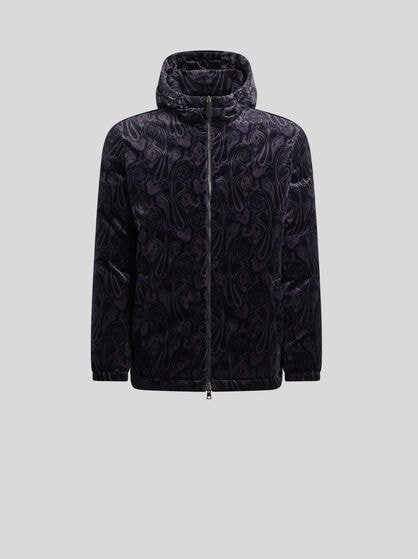 COTTON VELVET DOWN JACKET WITH PAISLEY MOTIF