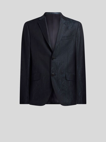 SINGLE-BREASTED WOOL JACQUARD JACKET WITH ARNICA MOTIF