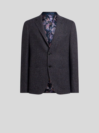 SINGLE-BREASTED WOOL-BLEND BOUCL&Eacute; JACKET