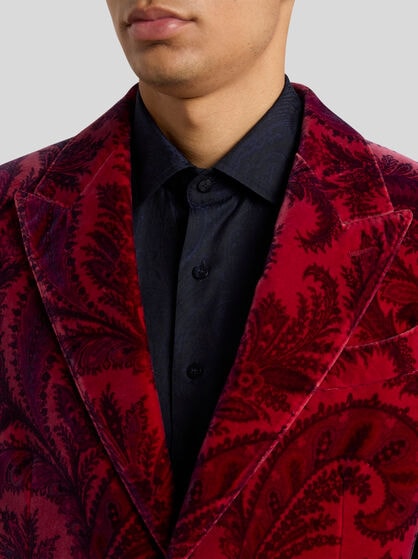 VELVET BLAZER WITH PRINT