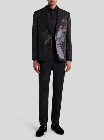 SINGLE-BREASTED FIL COUPÉ BLAZER WITH PEACOCK