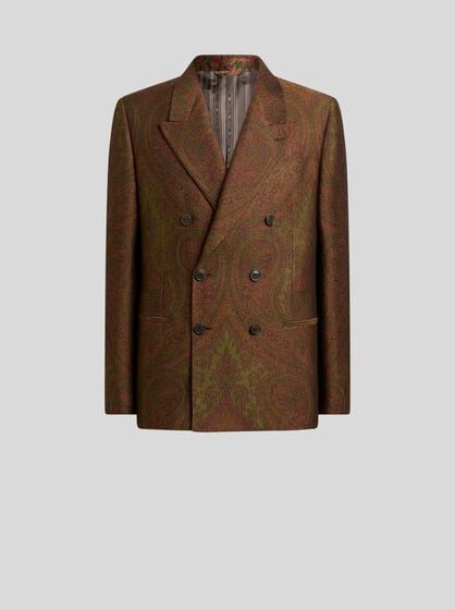 DOUBLE-BREASTED WOOL-BLEND JACQUARD JACKET WITH PAISLEY MOTIF