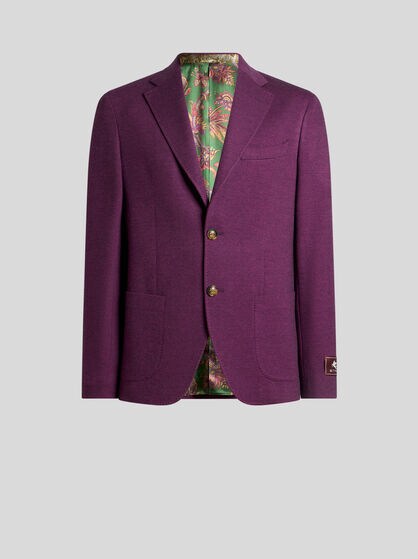 SINGLE-BREASTED WOOL-BLEND JERSEY JACKET