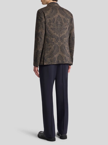 WOOL AND CASHMERE BLAZER WITH PLACED PRINT