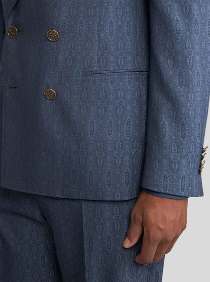 DUAL-MATERIAL DOUBLE-BREASTED BLAZER