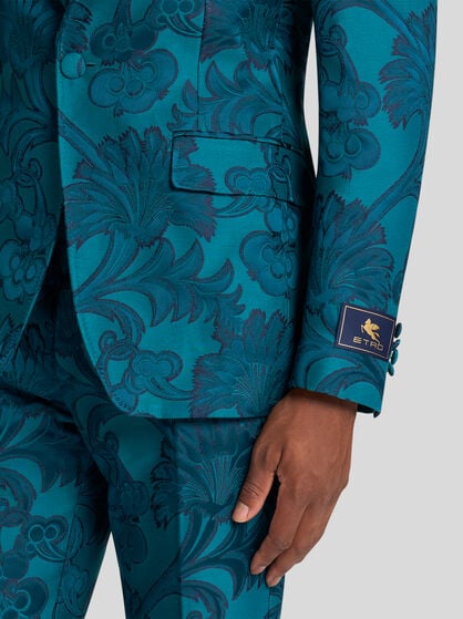 FLORAL LEAFY SINGLE-BREASTED BLAZER