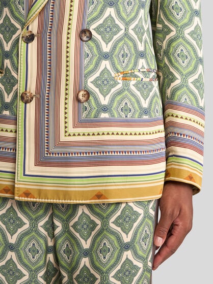 DOUBLE-BREASTED BLAZER WITH STRIPES AND MEDALLIONS