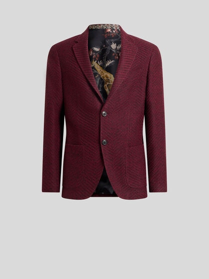 SINGLE-BREASTED JACKET IN M&Eacute;LANGE-EFFECT WOOL-BLEND FABRIC