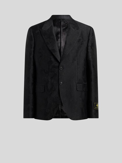 SINGLE-BREASTED COTTON-BLEND JACQUARD JACKET WITH FLORAL MOTIF