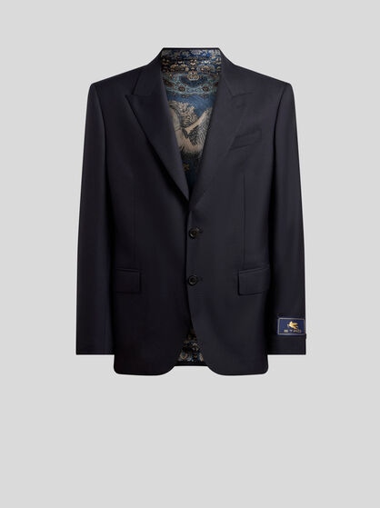 SINGLE-BREASTED WOOL-BLEND FLANNEL JACKET