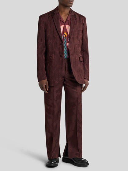 SINGLE-BREASTED WOOL-BLEND JACKET WITH PLEATING