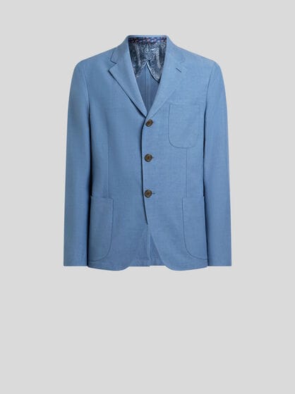 SINGLE-BREASTED PLAIN-COLOURED SILK-BLEND JACKET
