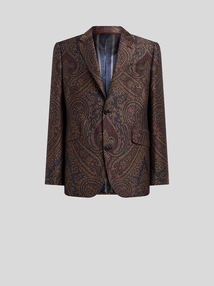 SINGLE-BREASTED WOOL-BLEND JACQUARD JACKET WITH PAISLEY MOTIF