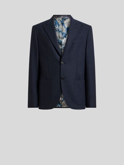 SINGLE-BREASTED JERSEY JACKET WITH PEAK LAPELS