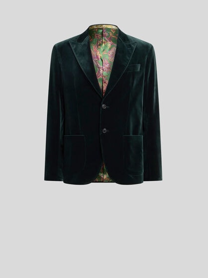 SINGLE-BREASTED JACKET IN STRETCH COTTON VELVET