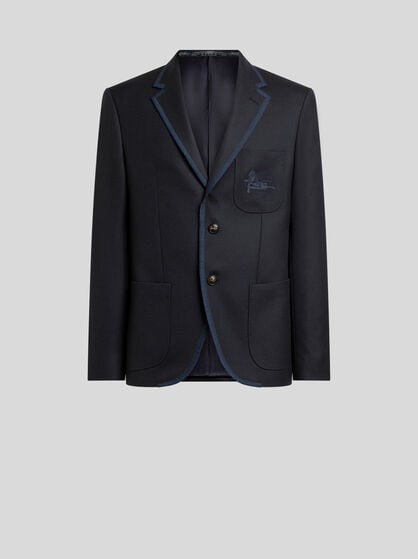 SINGLE-BREASTED WOOL JACKET WITH PEGASO LOGO