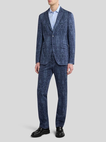 PRINTED COTTON-BLEND JERSEY BLAZER