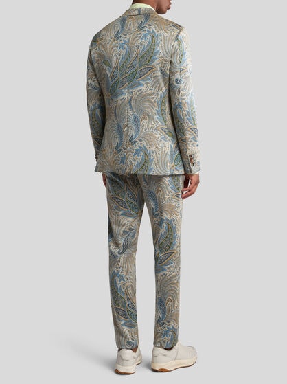 FOLIAGE-DESIGN COTTON-BLEND BLAZER