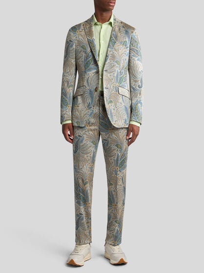 FOLIAGE-DESIGN COTTON-BLEND BLAZER
