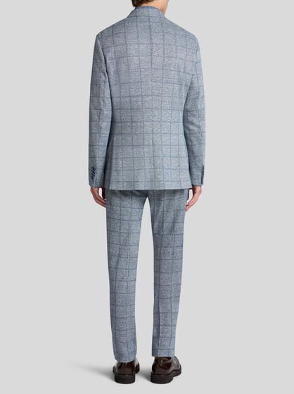 CHECKED LINEN-BLEND BLAZER