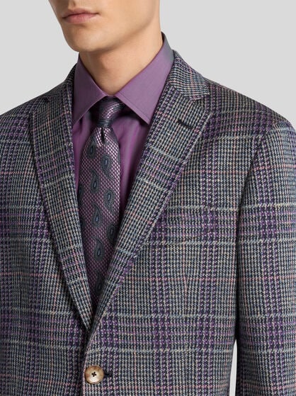 PRINCE-OF-WALES COTTON/LINEN BLEND BLAZER