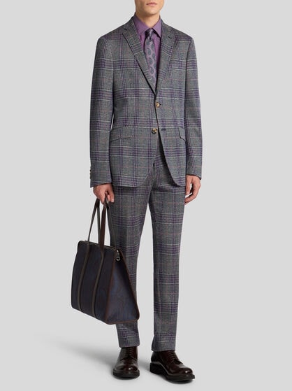 PRINCE-OF-WALES COTTON/LINEN BLEND BLAZER