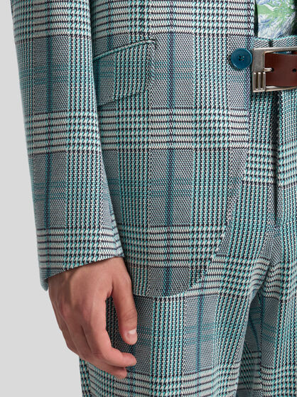 GLEN PLAID JERSEY BLAZER