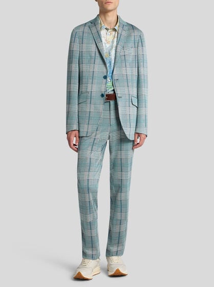 GLEN PLAID JERSEY BLAZER