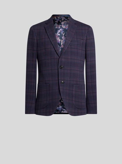 SINGLE-BREASTED KNIT JACKET WITH CHECK MOTIF