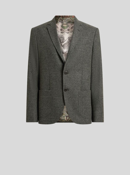 SINGLE-BREASTED KNIT JACKET WITH CHEVRON MOTIF