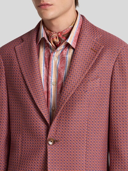 COTTON JERSEY BLAZER WITH MICRO-PATTERN