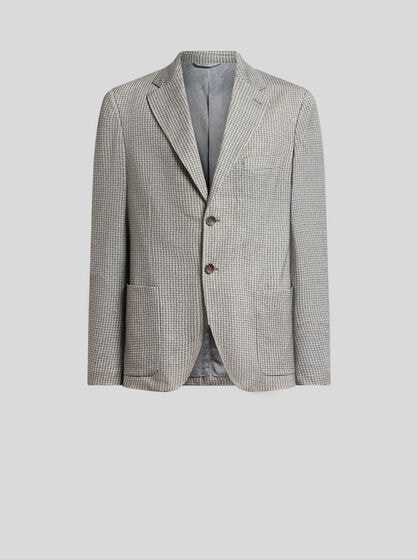 WOOL-BLEND JERSEY TRAVEL JACKET WITH HOUNDSTOOTH MOTIF