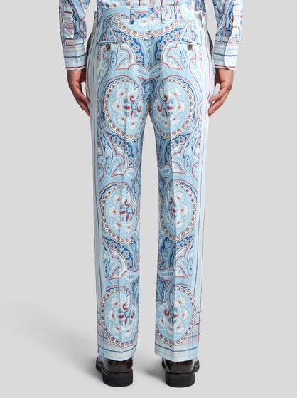 PRINTED LINEN-BLEND TROUSERS