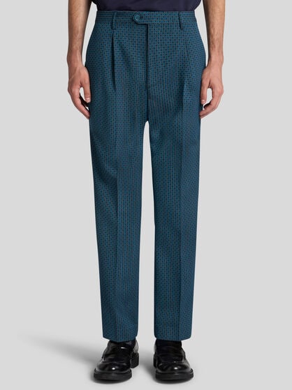 WOOL TROUSERS WITH MICRO MOTIF