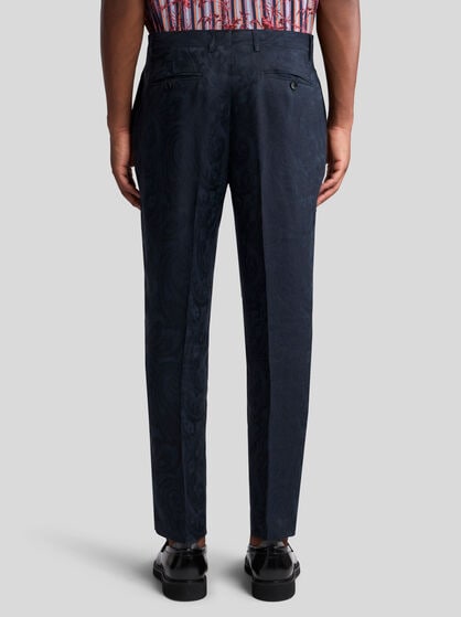 LINEN JACQUARD TROUSERS