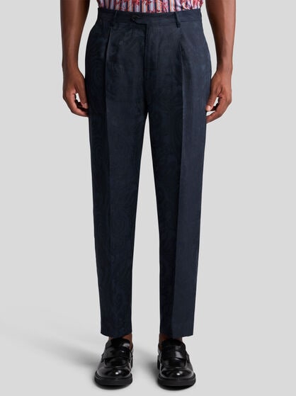 LINEN JACQUARD TROUSERS