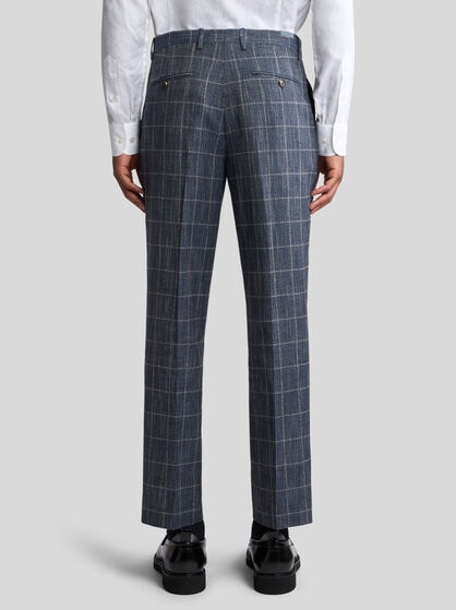 CHECKED SLUB TROUSERS