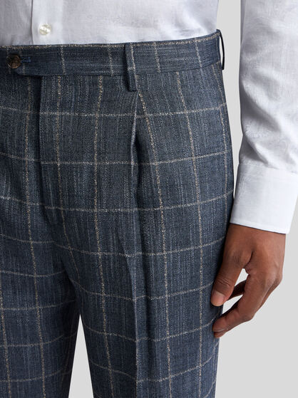CHECKED SLUB TROUSERS