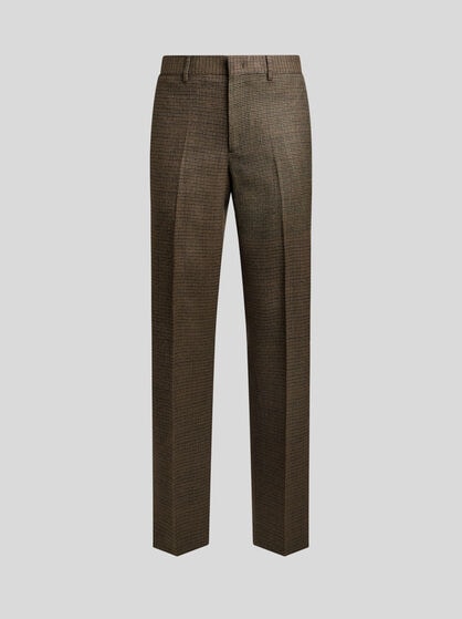 WOOL TROUSERS WITH MICRO HOUNDSTOOTH MOTIF