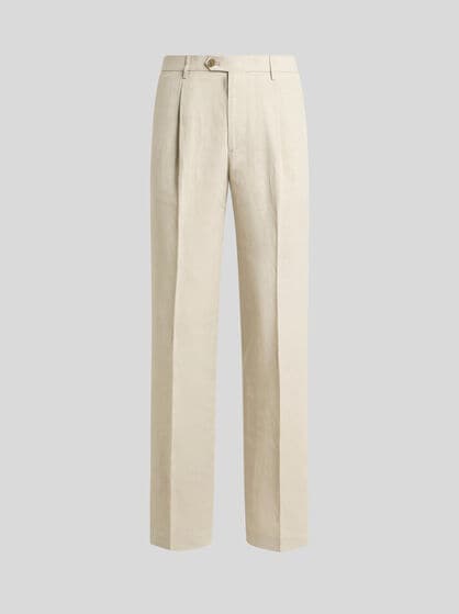 REGULAR-FIT SILK-BLEND TROUSERS WITH PLEAT DETAIL