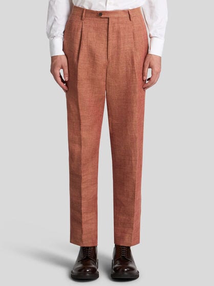 LINEN AND COTTON SLUB TROUSERS